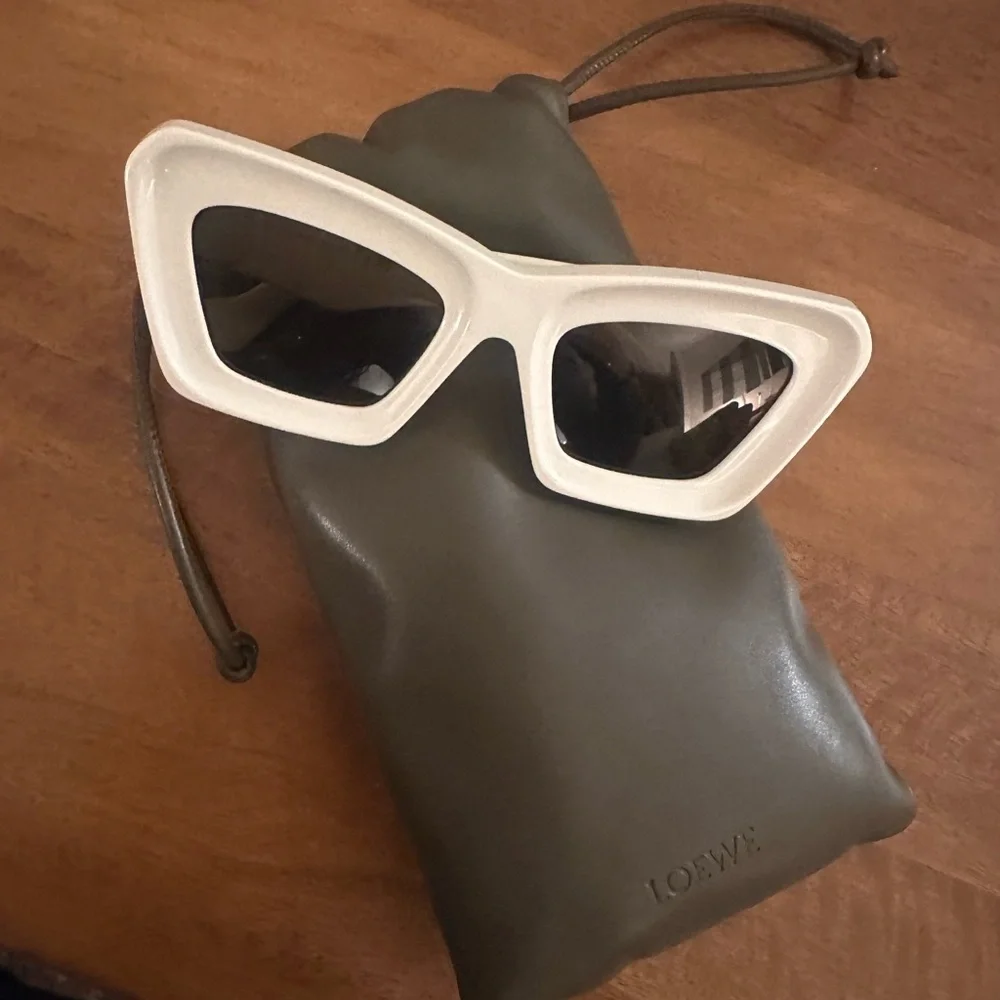 Loewe White Sunglasses with Gold Anagram Detail